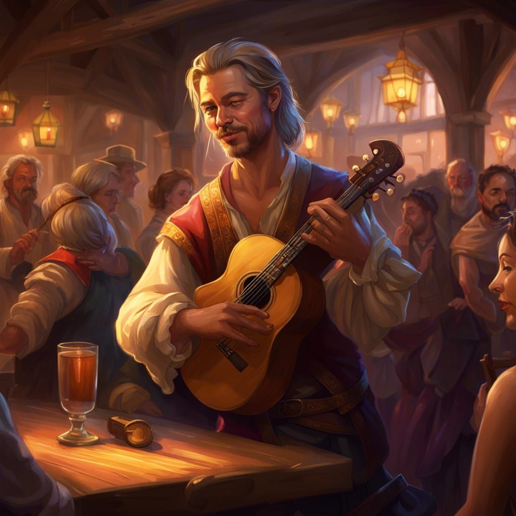 Medieval Bard as Brad Pitt in Fantasy Tavern
