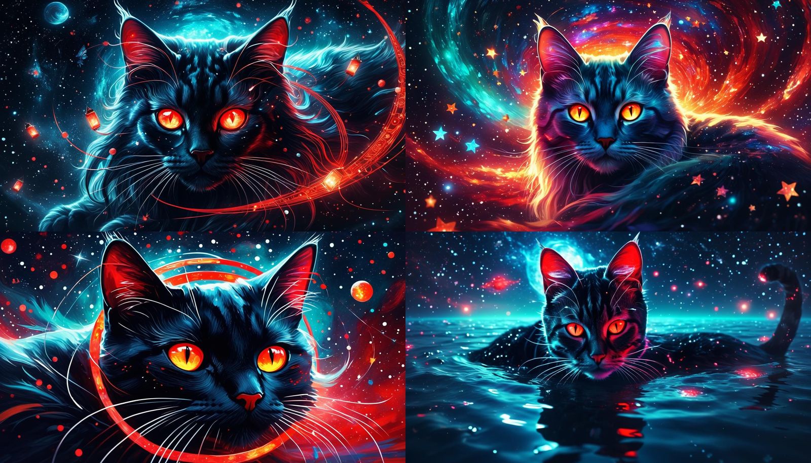 Cat Goddess Swimming in Space