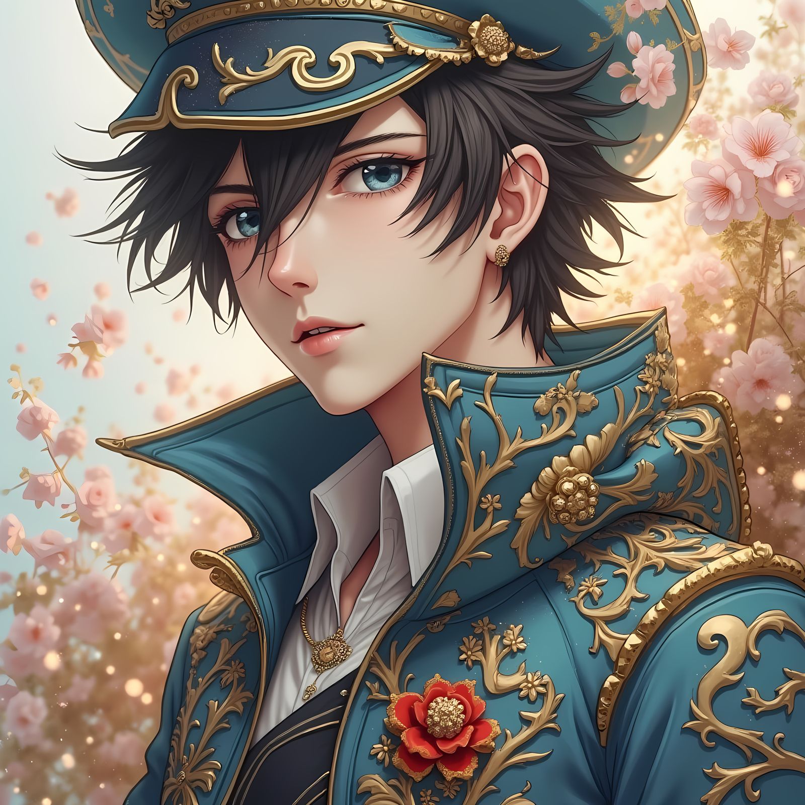 Handsome Anime Lad Portrait in Digital Art Style