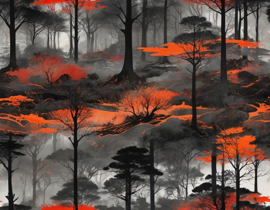 Cityscape Splatterbleed with Female Face in Graphite