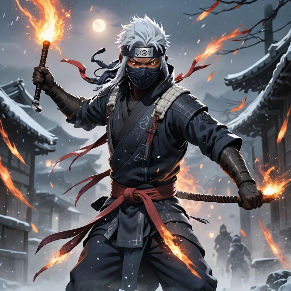 Icy Ninja Unleashes Ninjutsu in Manga Style