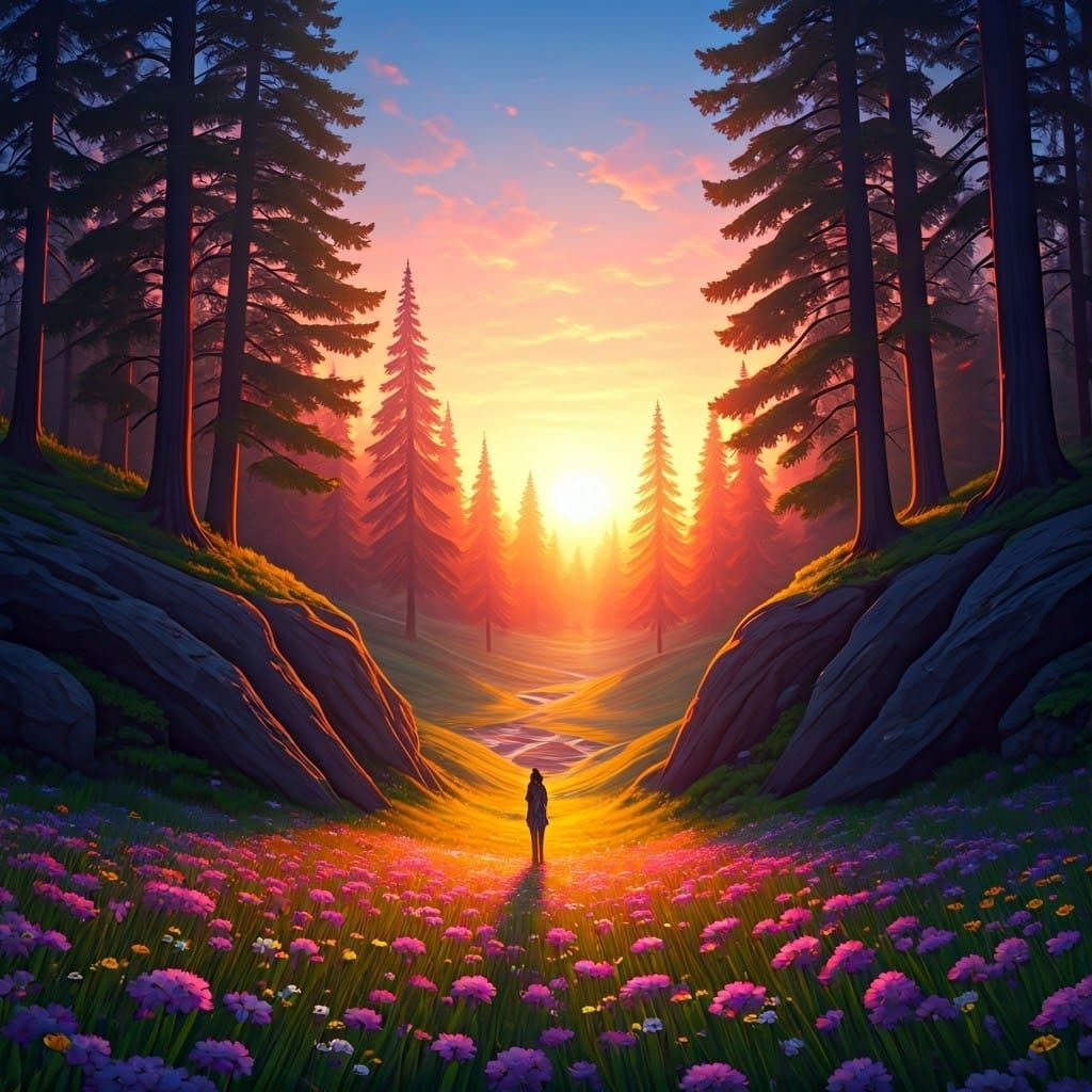 Fairie Valley Sunset: Epic Digital Matte Painting