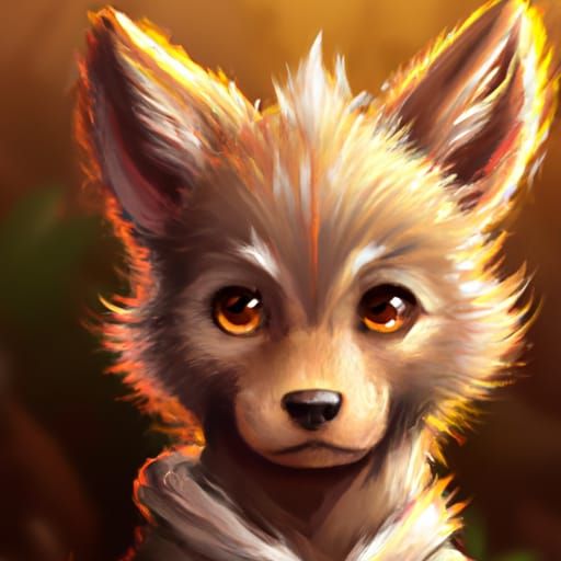 Adorable Fiery Wolf Cub Portrait