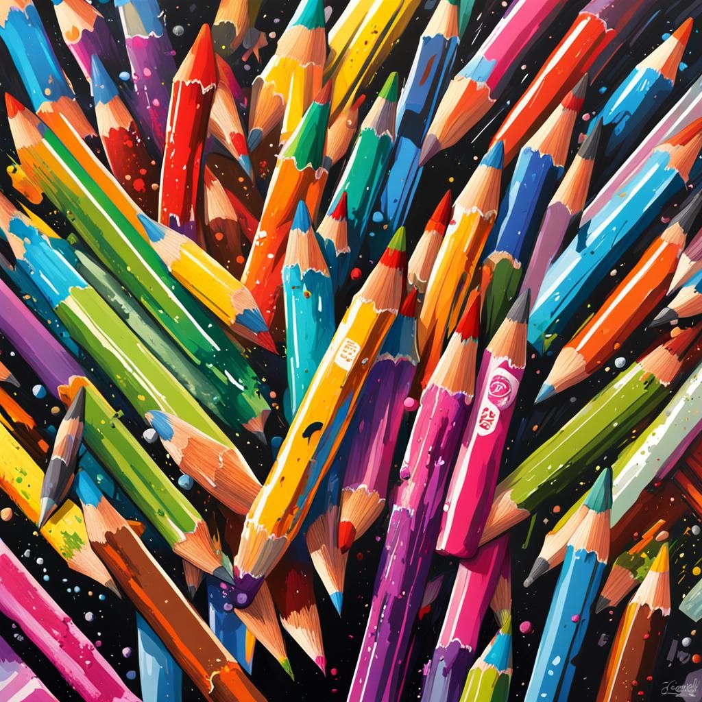 Colorful Graffiti Pencils in Street Art Style