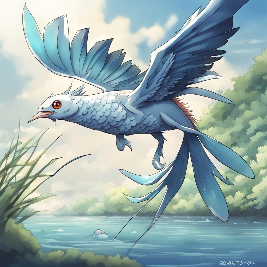 Anime Style Fish Bird Hybrid Creature