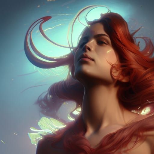 Detailed Phoenix Portrait in Digital Art Style