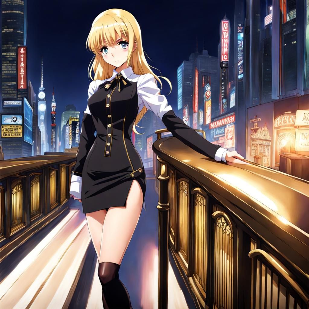 Anime Model on Catwalk with Concealed Gun