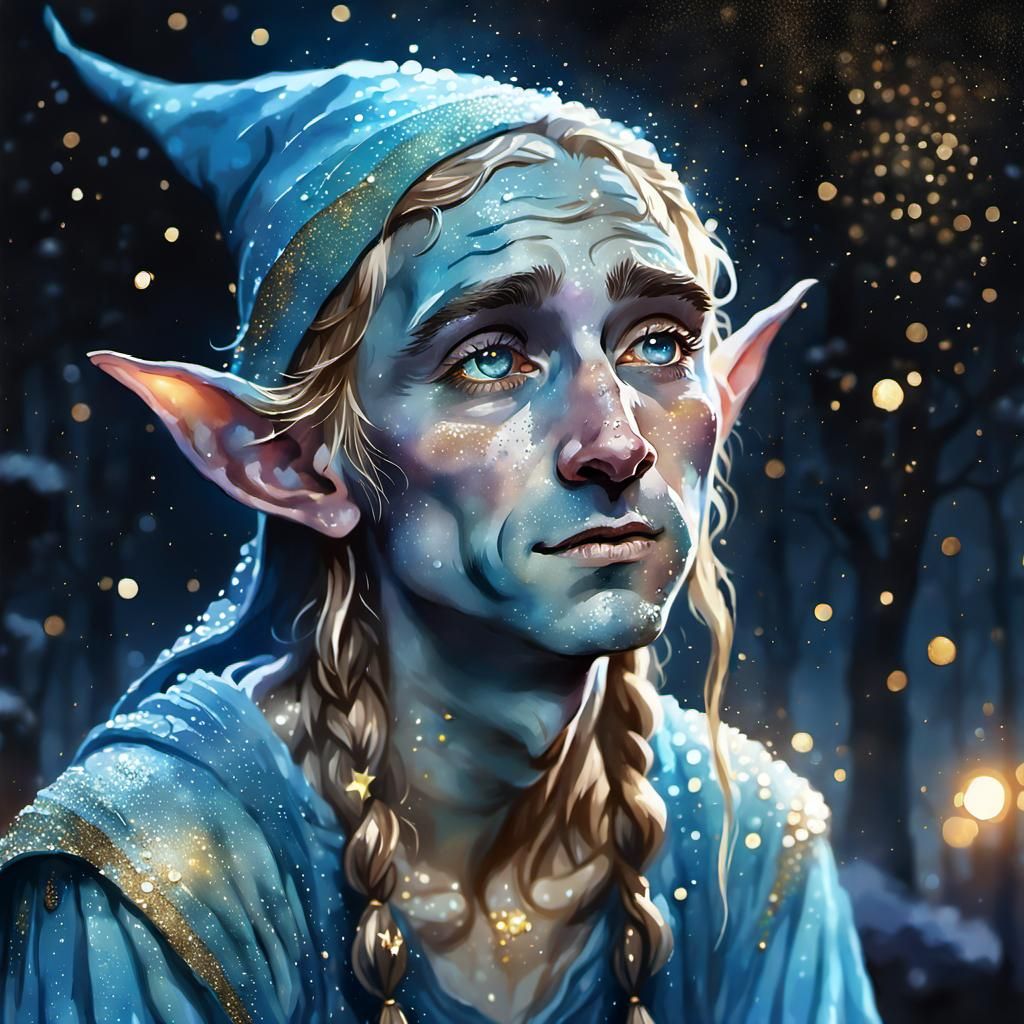 Crying Pastel Elf in Watercolor Style