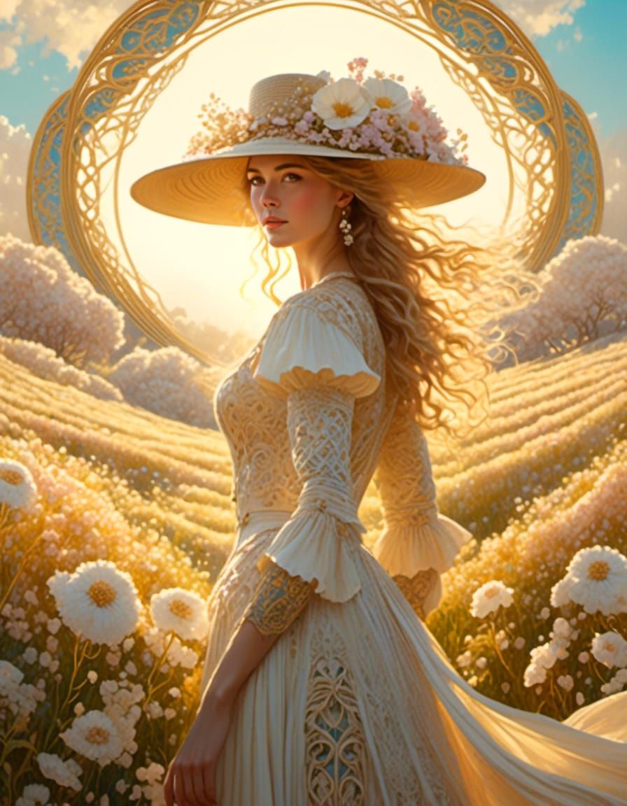 Breton Woman in Art Nouveau Style