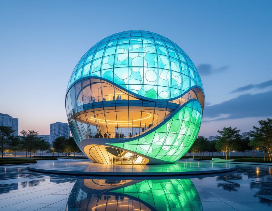 Bioluminescent Cloisonné Sphere Architecture