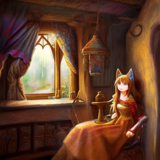 Medieval girl with cat ears