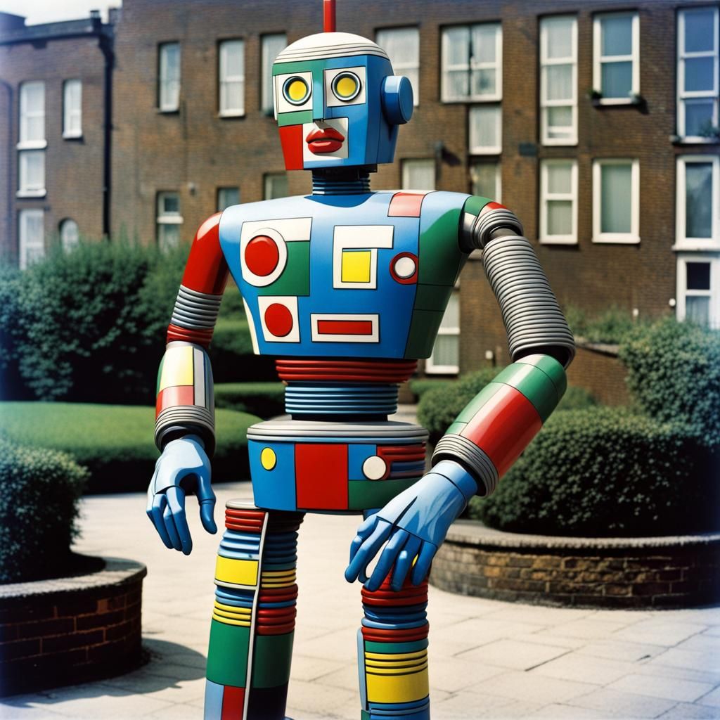 Vibrant 1950s Cyborg Robot Inspired by Paolozzi