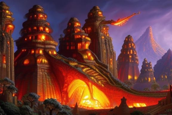 Burning Fairy Castle Throne Room in Anime Style