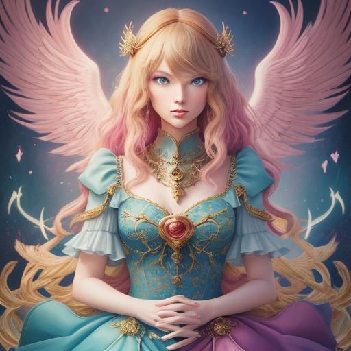 Anime Tarot Reader with Cups and Hearts