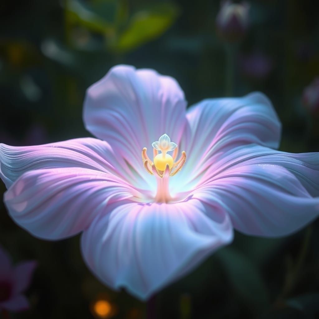 Luminescent Flower in Hidden Garden: Dreamlike Art