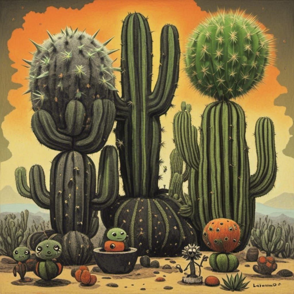 Cactus People on a Dark Island