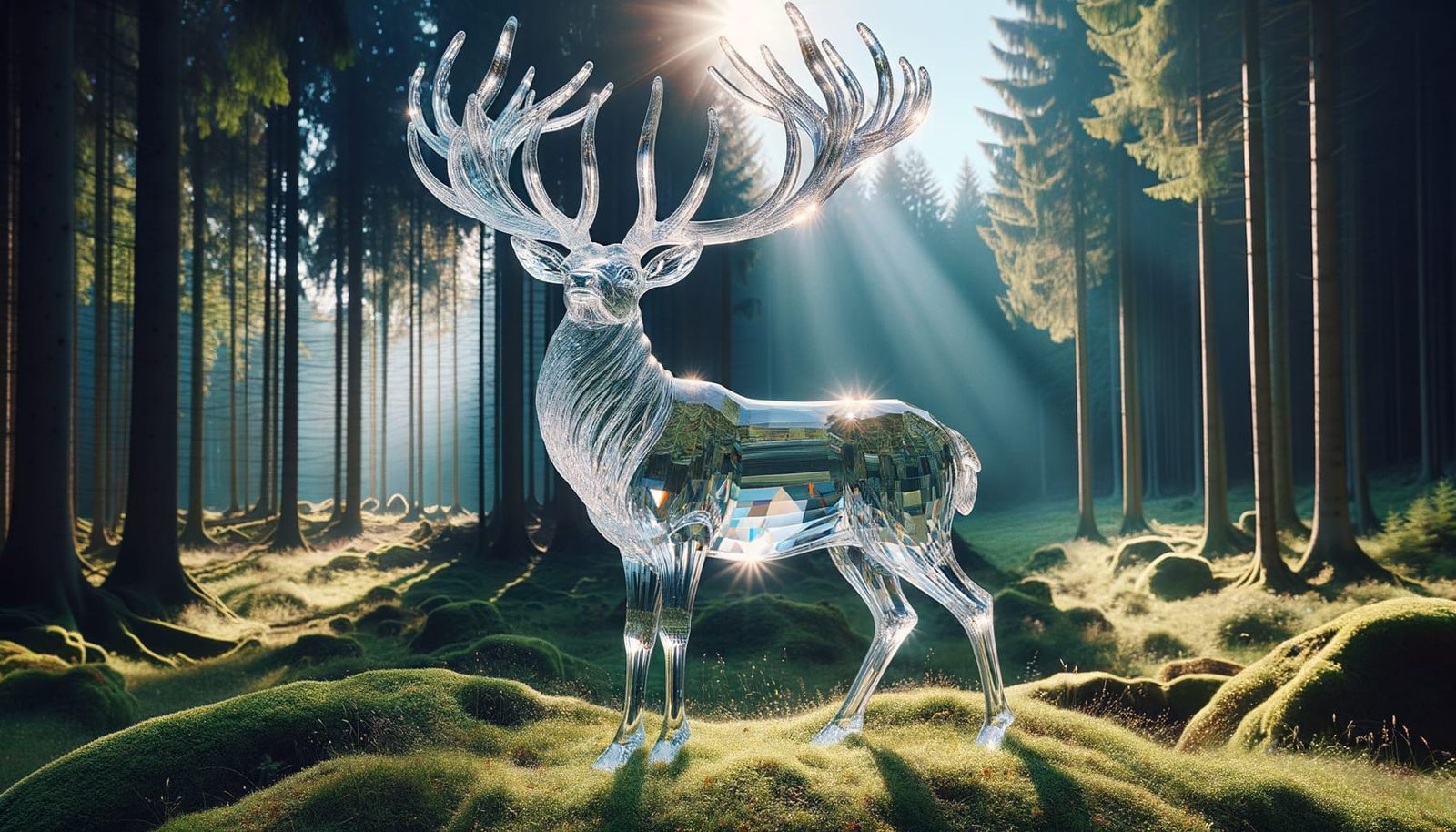 Crystal Stag in Forest Clearing