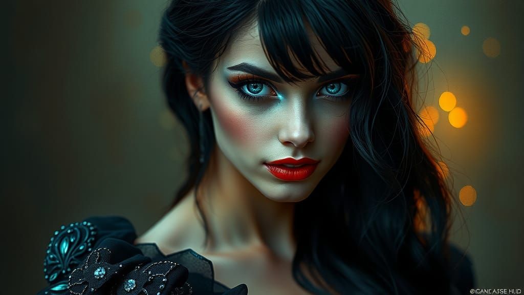 Enigmatic Lady Portrait in Dreamlike Abstract Style