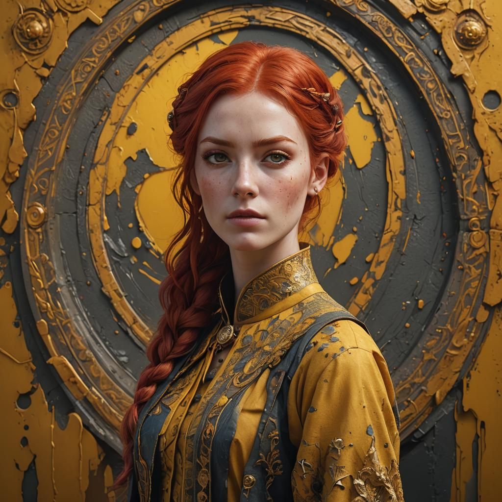 Red-Haired Girl Portrait in Detailed Fantasy Art Style
