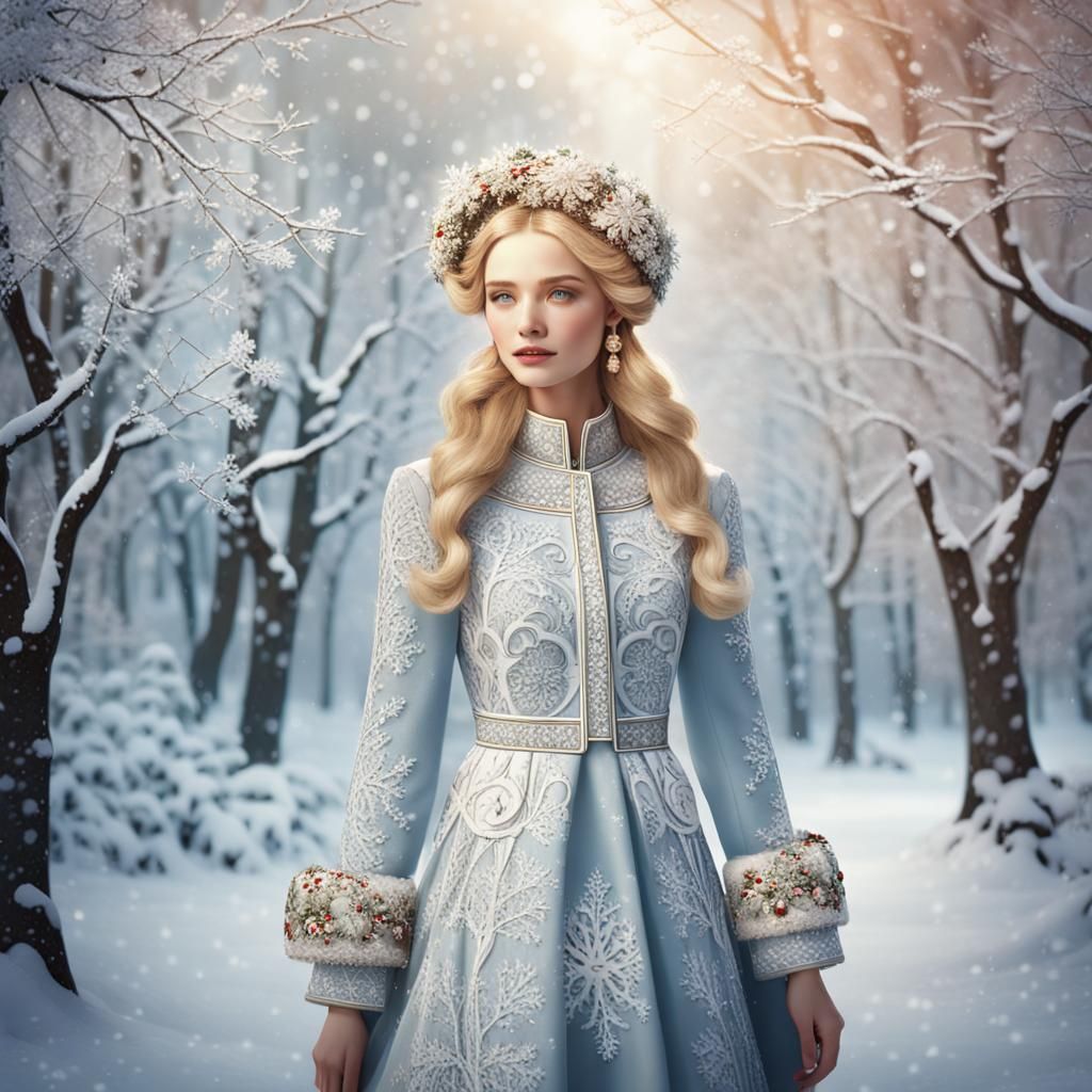 Slavic Model in Snowy Moscow Wonderland