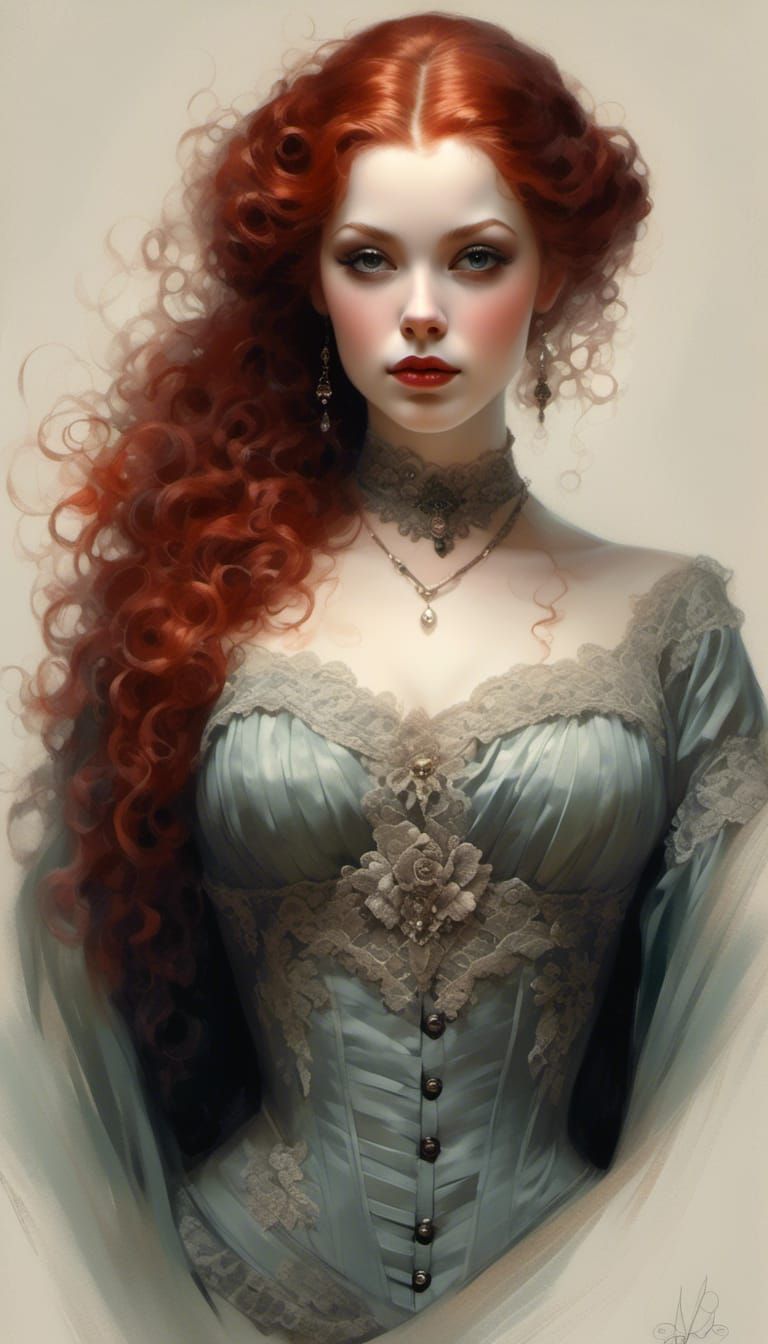 Rococo Lady in Velvet and Lace Portrait