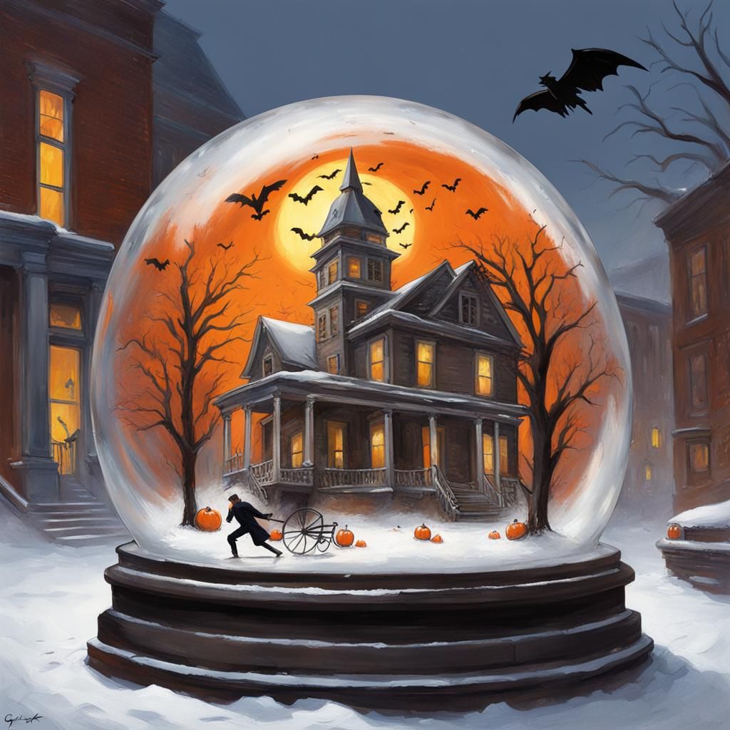 Sinister Halloween Snow Globe Scene