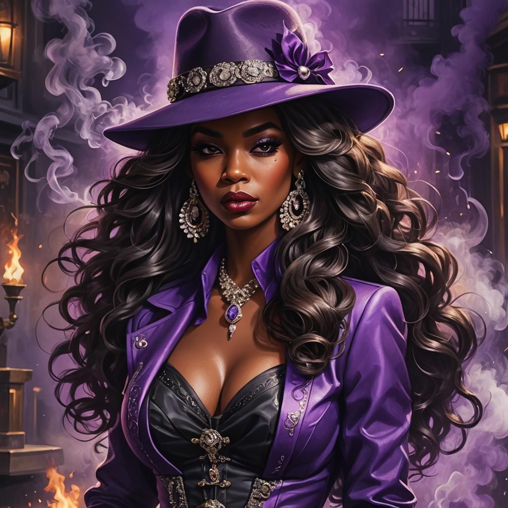 Elegant Mafia Boss in Purple Fedora