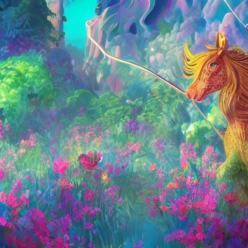 Candy Art Centaurs in a Vibrant Forest