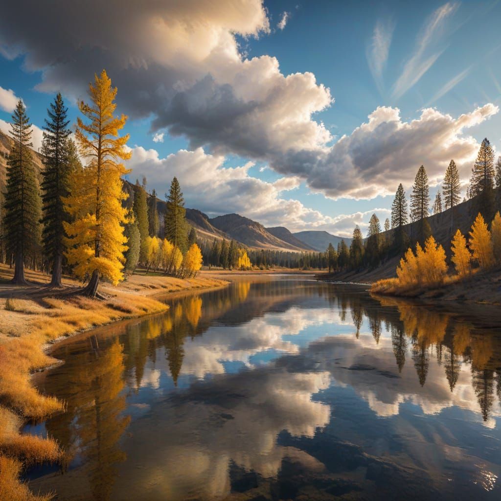 Vibrant Autumn Landscapes of Yellowstone in Golden Light