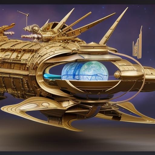 Intergalactic Space Cruiser in Detailed Digital Painting
