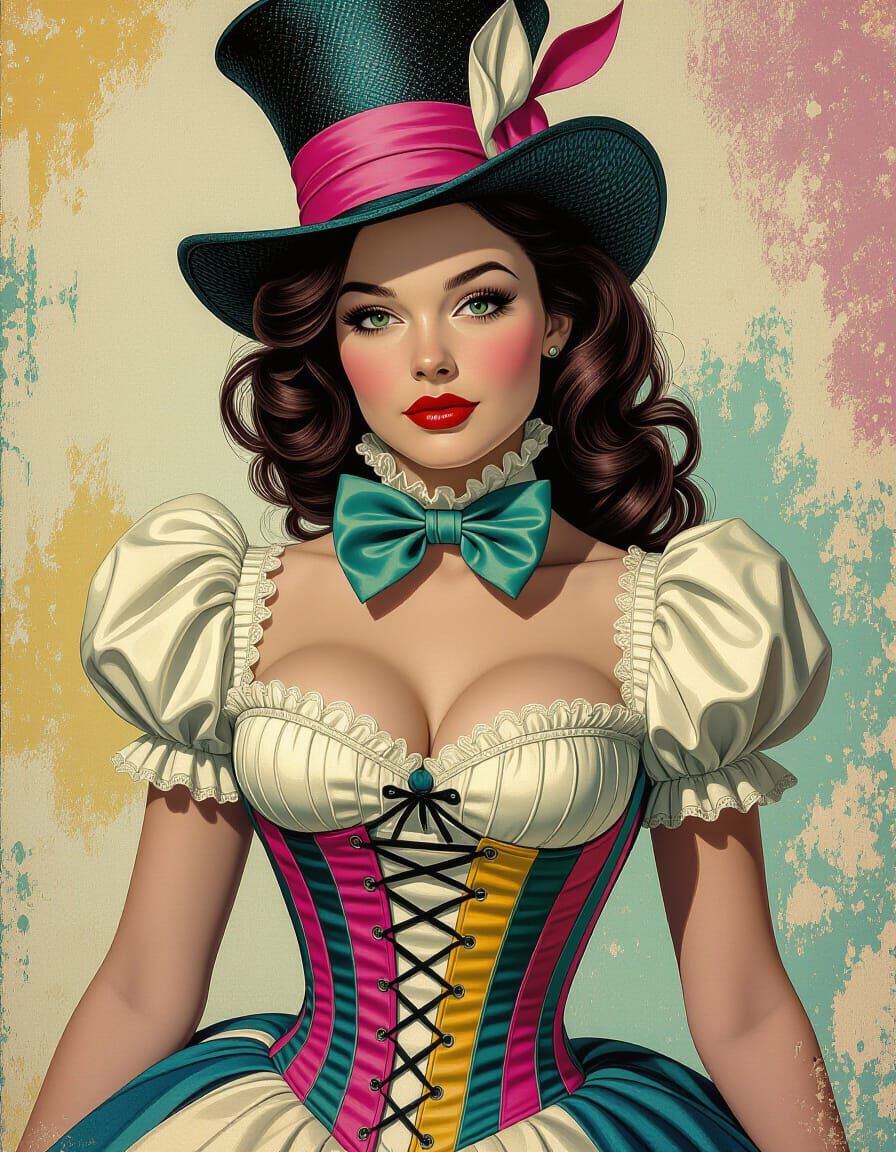 Vintage Actress as Alice, Hyperrealistic Splash Art