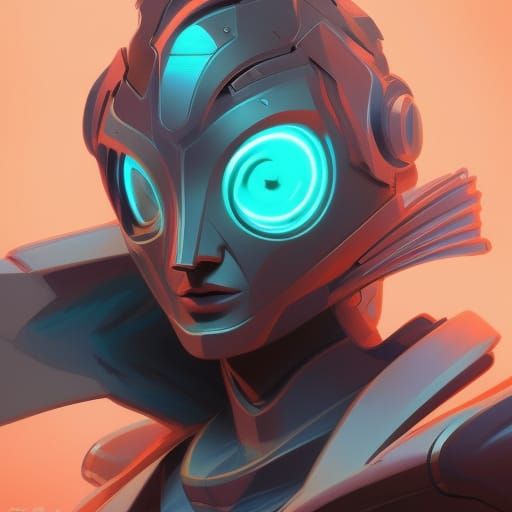 Robot Phoenix Portrait in Hyperdetailed Digital Art