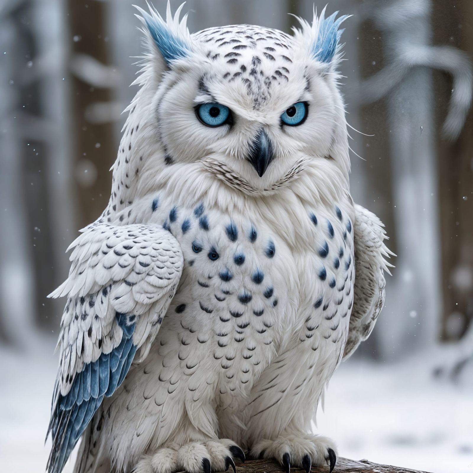 Snow Leopard Owl Hybrid in Fantasy Art