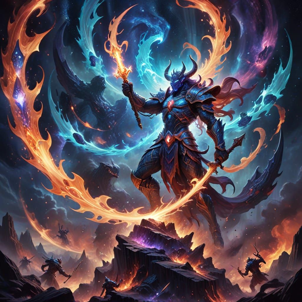 Cosmic Gods Clash with Demons in Auroral Armor