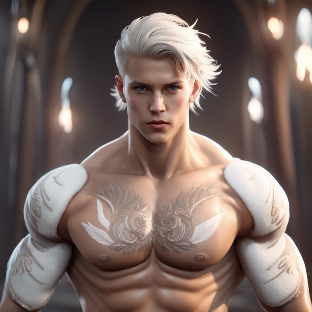 Hyperrealistic 3D Image of a Male with Large Breasts