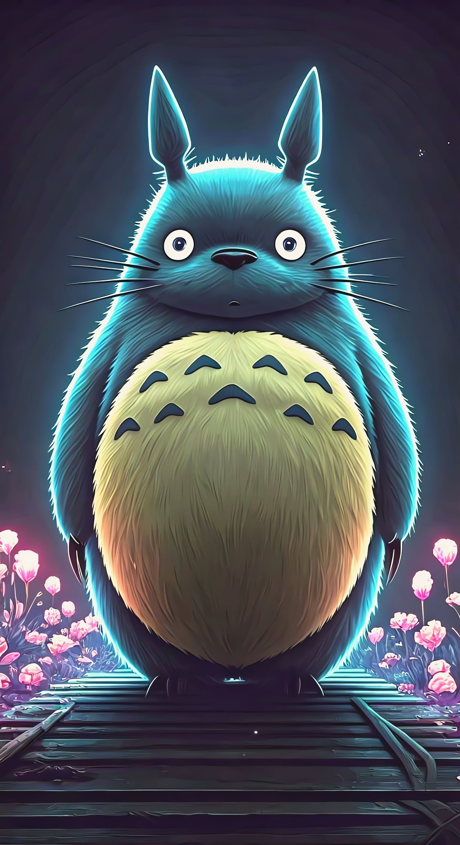 Luminous Yūrei-zu Neighbor Totoro in Japanese Ukiyo-e Style