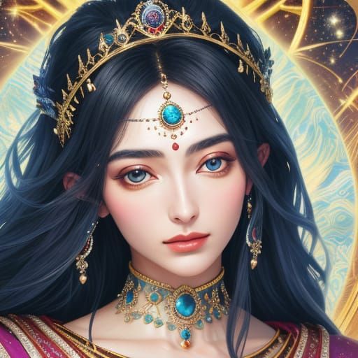 Princess-Goddess Portrait in Sfumato Technique