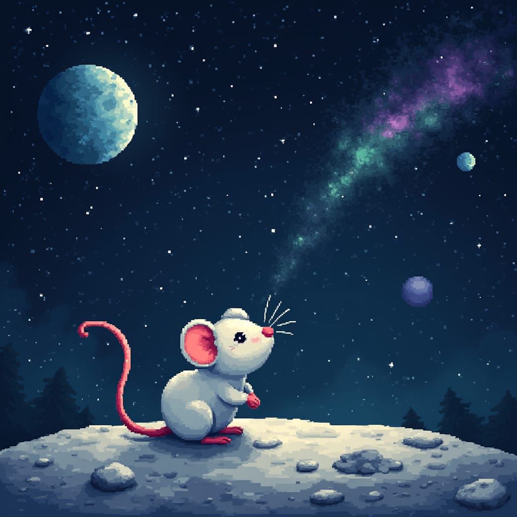 Chibi Mouse in Cosmic Ascii Art