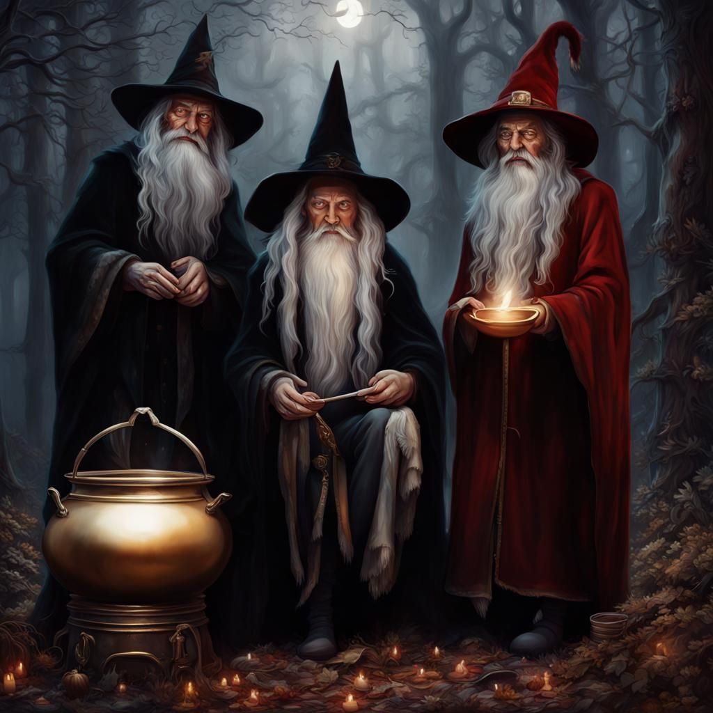 Handsome Wizards Murmuring Spells in Haunted Mansion