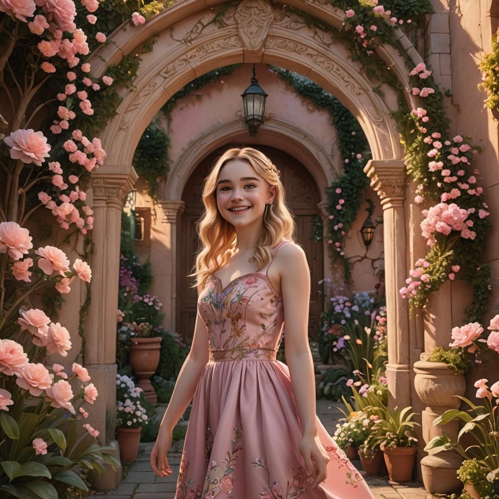 Blonde Woman in Garden Archway, Concept Art