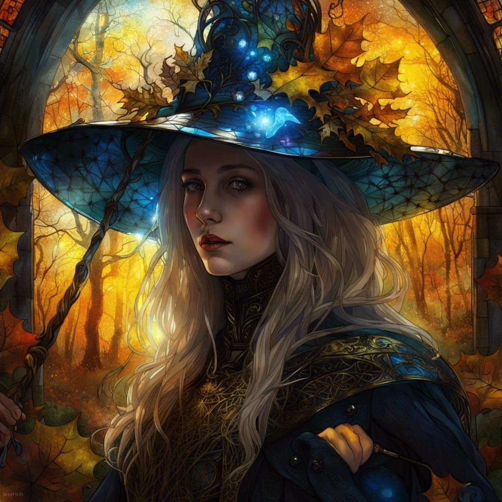 Gothic Witch Queen in Autumnal Forest