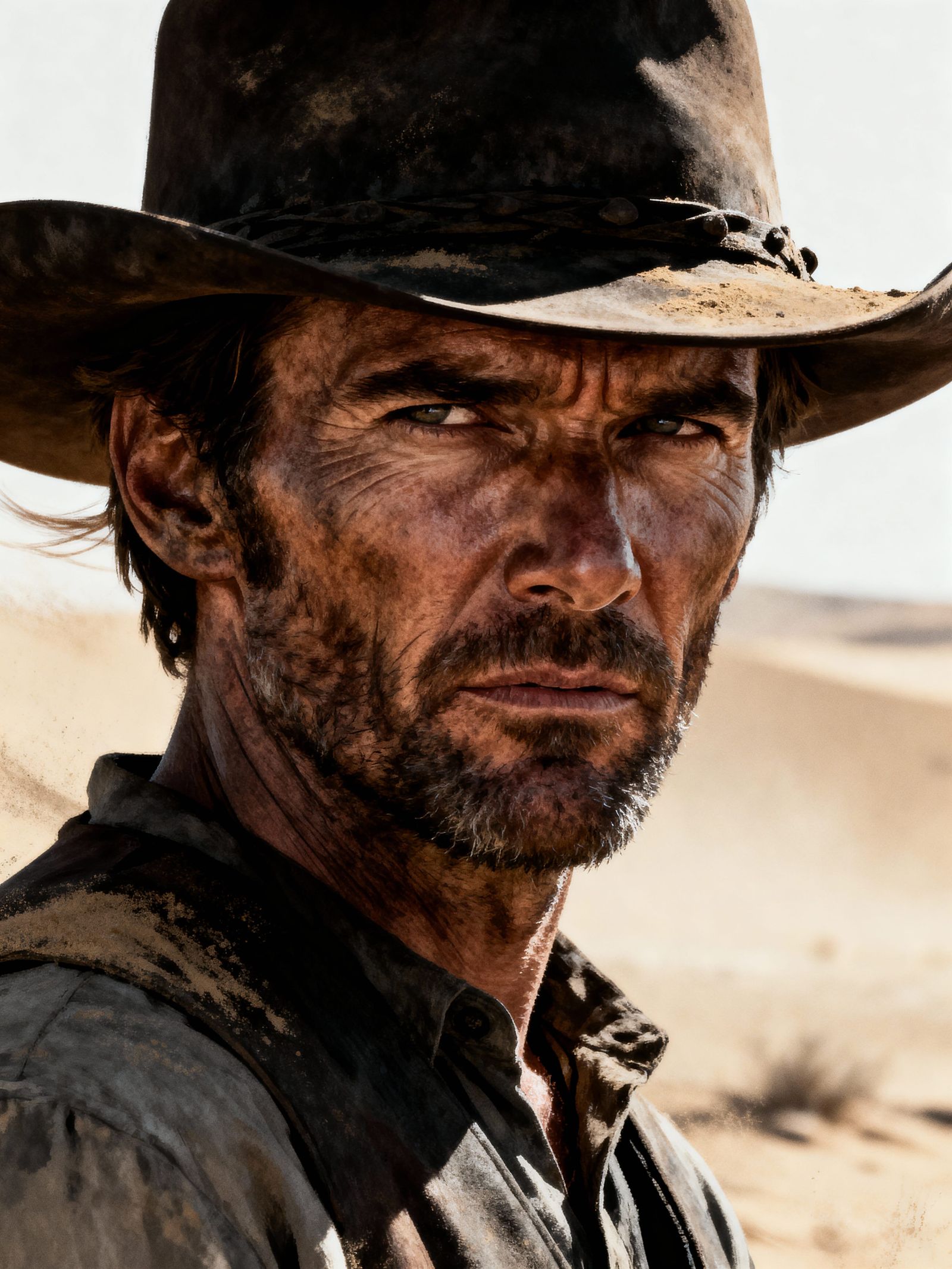 Gunslinger Portrait in Spaghetti Western Style