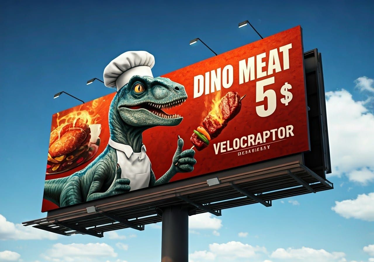 Oversized Billboard Promotes Velociraptor-Themed Restaurant ...