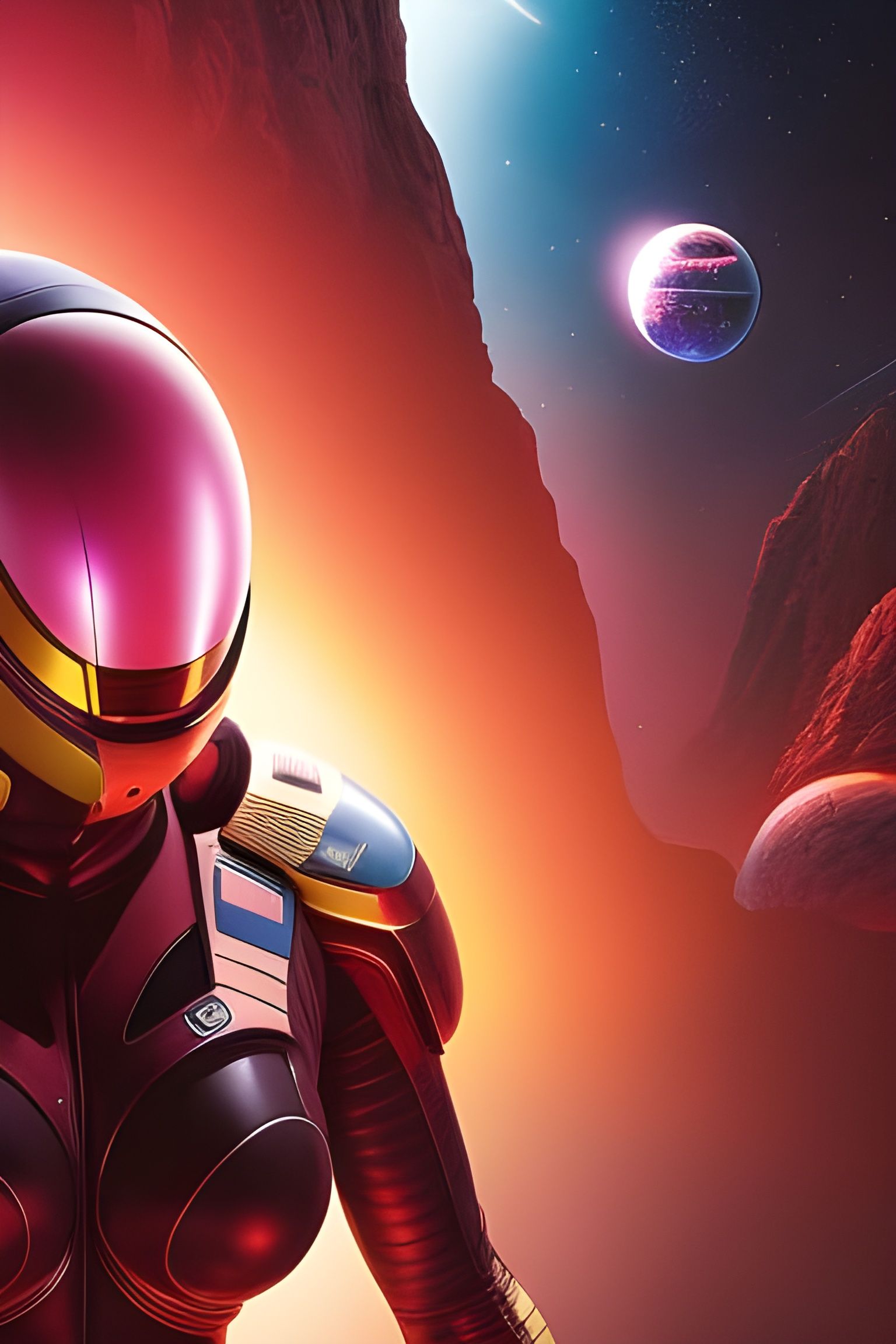 Futuristic Woman in Cybernetic Space Station Art