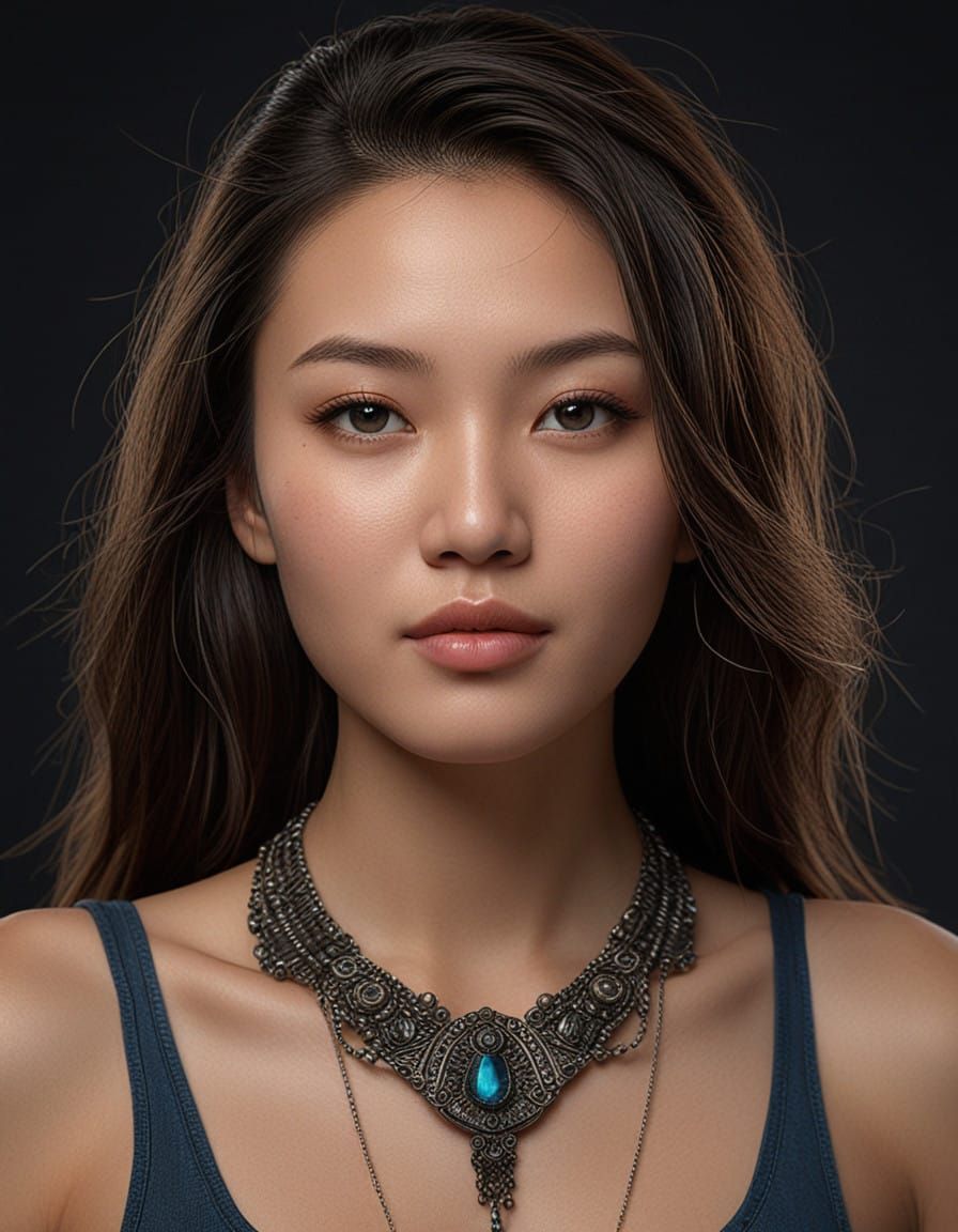 Sultry Mongolian Beauty in Edgy, Industrial Setting