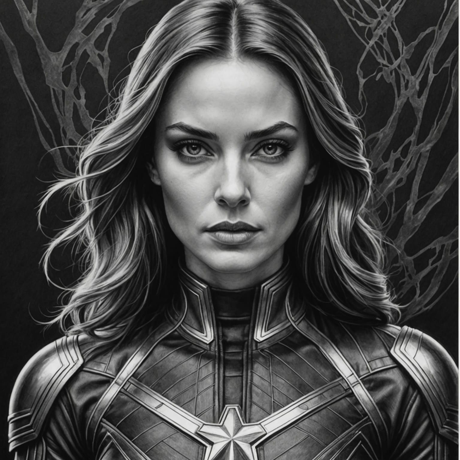 Hyperdetailed Woman in Marvel-Style Costume