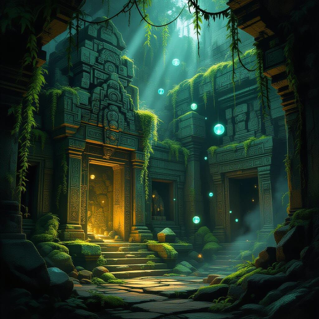 Ancient Temple of Lost Civilization in Dark Fantasy Style