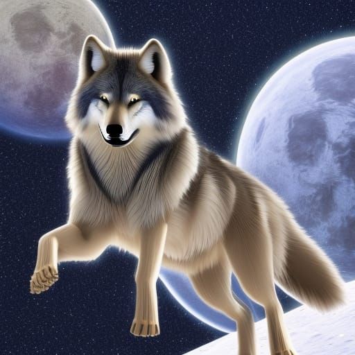 Timber Wolf Jumps Through Cosmic Portal