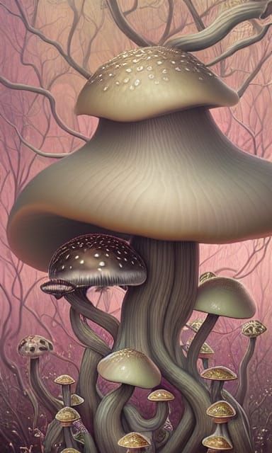 Fungi Fractal Iridescence: A Mushroom Dreamscape