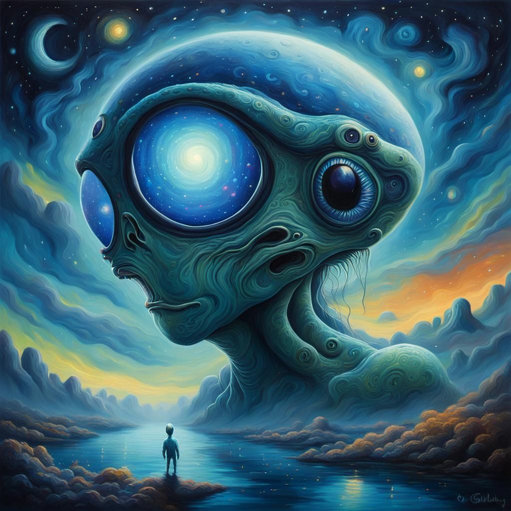 Alien Dreamscape in Style of James Gurney Oil Painting